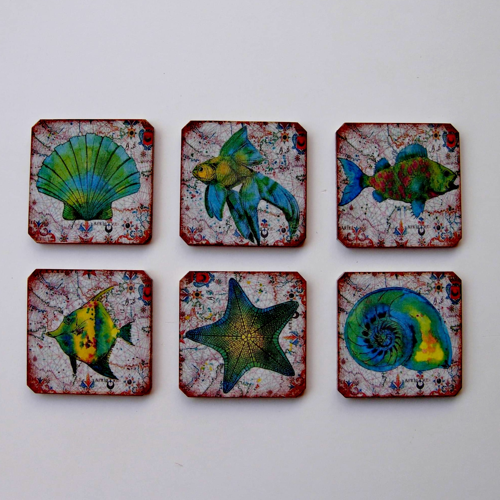 Κι άλλα σετ από 6 ξύλινα σουβέρ για να διαλέξεις! Θέμα θάλασσα!