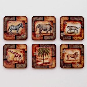 Πουλιά, ζώα, λουλούδια, πεταλούδες, μια 6άδα από ξύλινα σουβέρ!