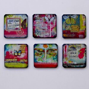 Πουλιά, ζώα, λουλούδια, πεταλούδες, μια 6άδα από ξύλινα σουβέρ!