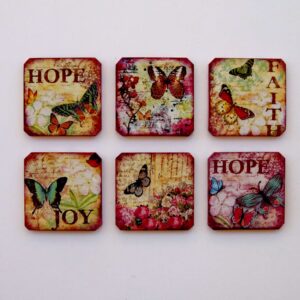 Πουλιά, ζώα, λουλούδια, πεταλούδες, μια 6άδα από ξύλινα σουβέρ!