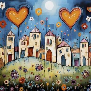 Ξύλινο πινακάκι τοίχου με σπίτια, καρδιές, αερόστατα να διαλέξεις!