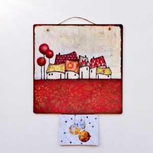 Ημερολόγιο "σπίτια πάνω σε λουλούδια", ξύλινο και διαφορετικό!