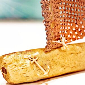 Ξύλινο καράβι bronze δαντέλα για πανί! Γούρι δώρο χειροποίητο!