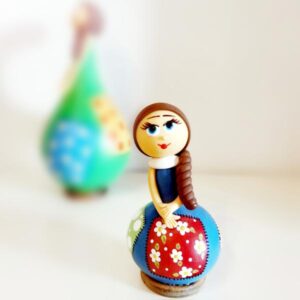 Νεροκολοκύθα κούκλα μπλε και patchwork με πλεξούδα τα μαλλιά!