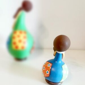 Νεροκολοκύθα κούκλα μπλε και patchwork με πλεξούδα τα μαλλιά!