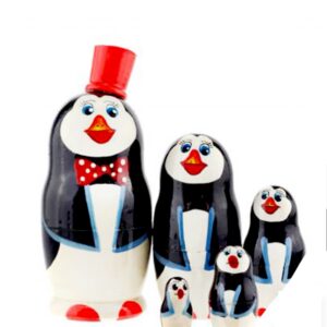 Μπαμπούσκα πιγκουίνος γιορτινός με παπιγιόν! 5 πιγκουίνοι μαζί!