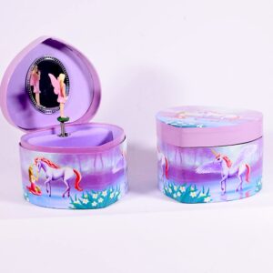 Μια μπιζουτιέρα μονόκερος με φτερά, μια μωβ καρδιά με μουσική!