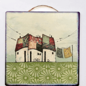 Πινακάκι art και κρεμαστό με σπίτια ιδιαίτερα σε διάφορα χρώματα!