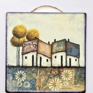 Πινακάκι art και κρεμαστό με σπίτια ιδιαίτερα σε διάφορα χρώματα!