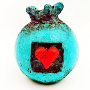 Ρόδι χειροποίητο καρδιά από papier mache σε 3 φοβερά χρώματα!