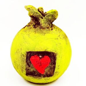 Ρόδι χειροποίητο καρδιά από papier mache σε 3 φοβερά χρώματα!